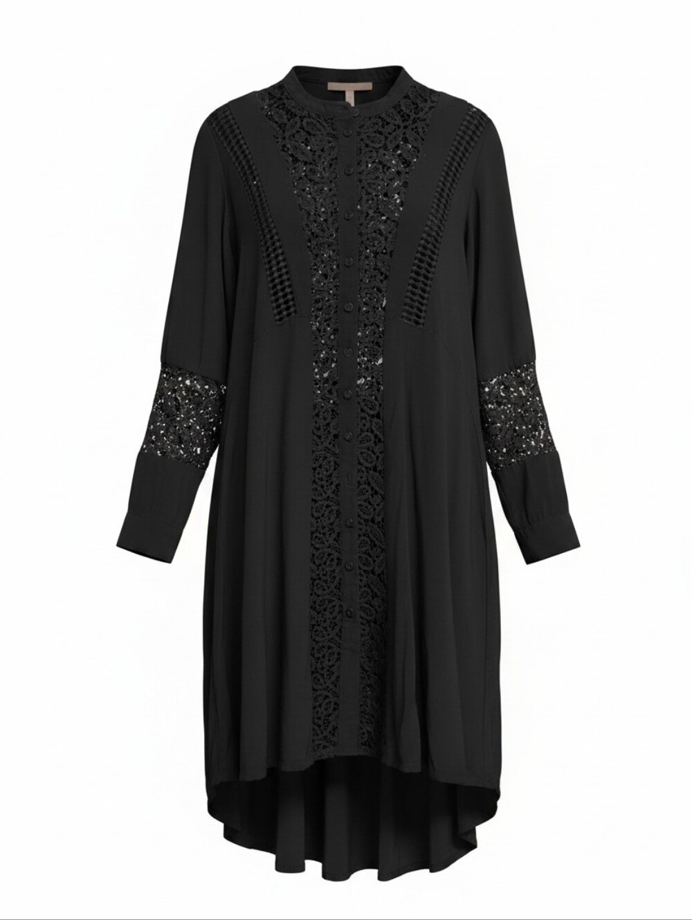 Gothic Lace Boho Black Knee Length Long Sleeve Dress Size 12